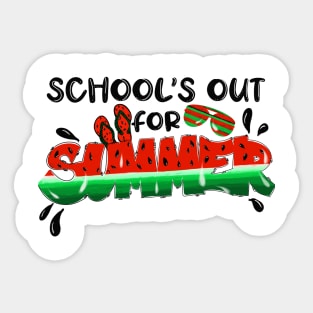 Schools Out For Summer, Watermelon, sunglasses, flip flops Sticker